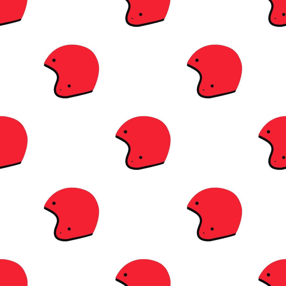 Cute red helmet cartoon seamless pattern, . vector