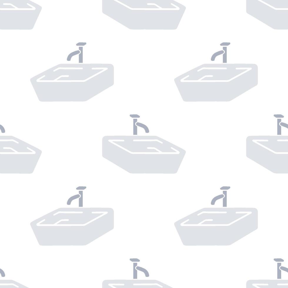Wash basin cartoon seamless pattern, . vector