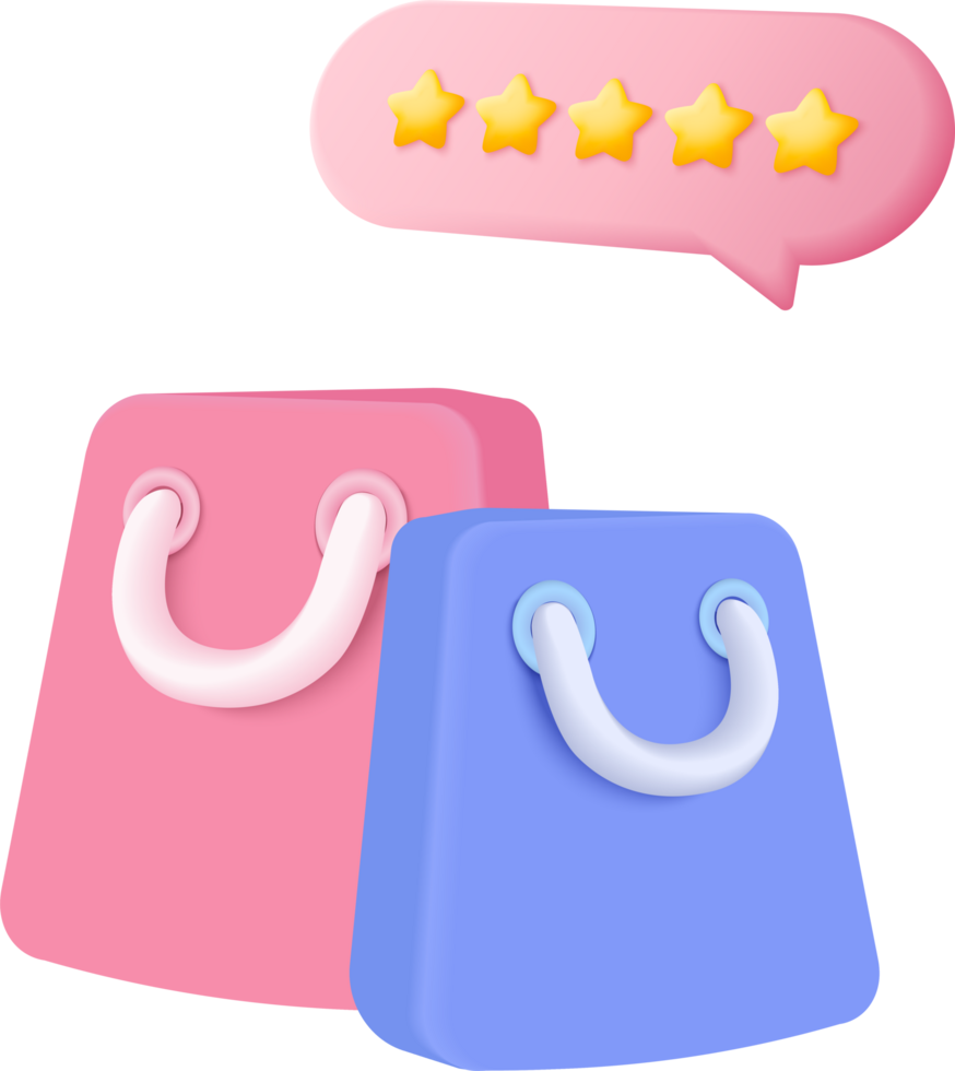 Two shopping bags with five stars on them png