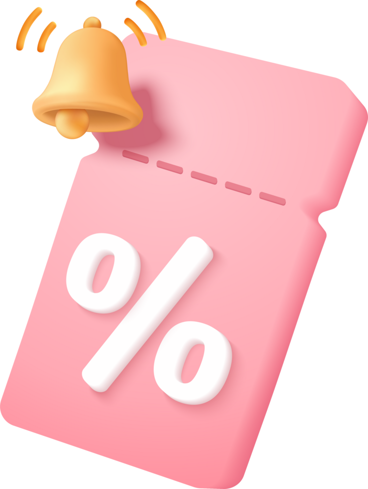 A pink envelope with a bell on it png