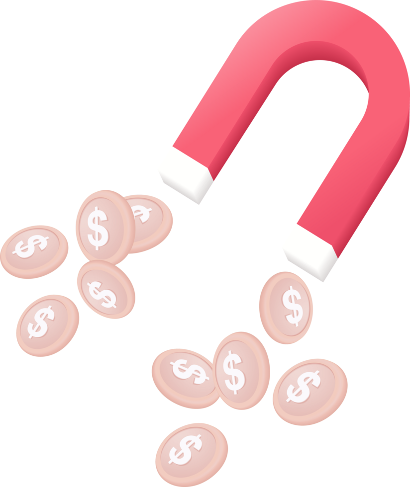 A magnet with money falling out of it png
