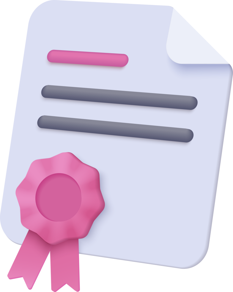 A pink ribbon and a paper document png
