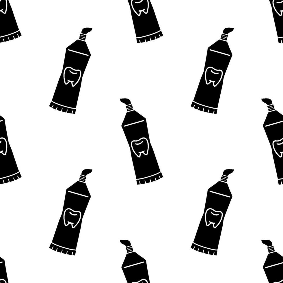 Toothpaste silhouette cartoon seamless pattern, . vector
