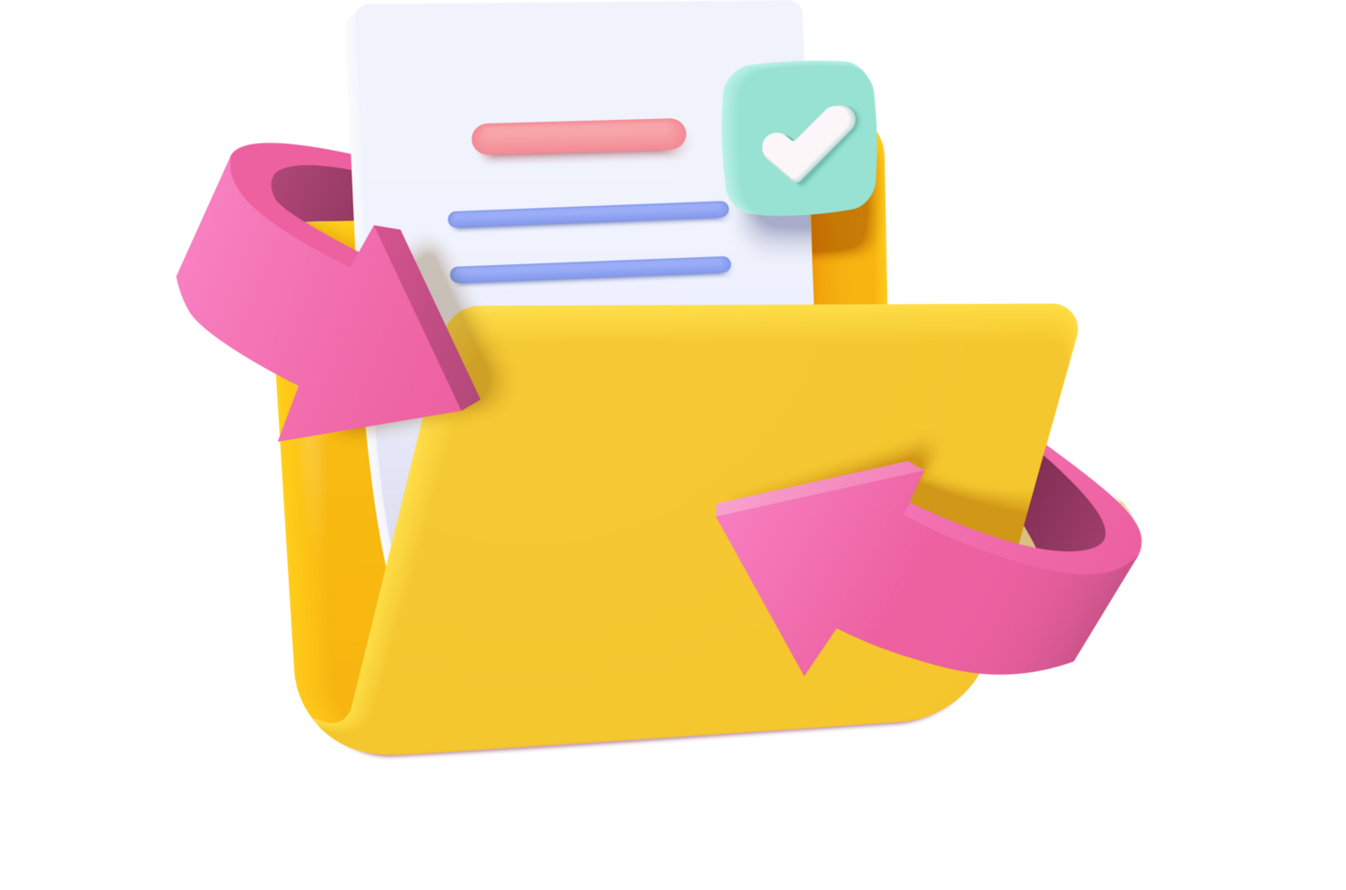 A folder with a check mark and a pink ribbon png