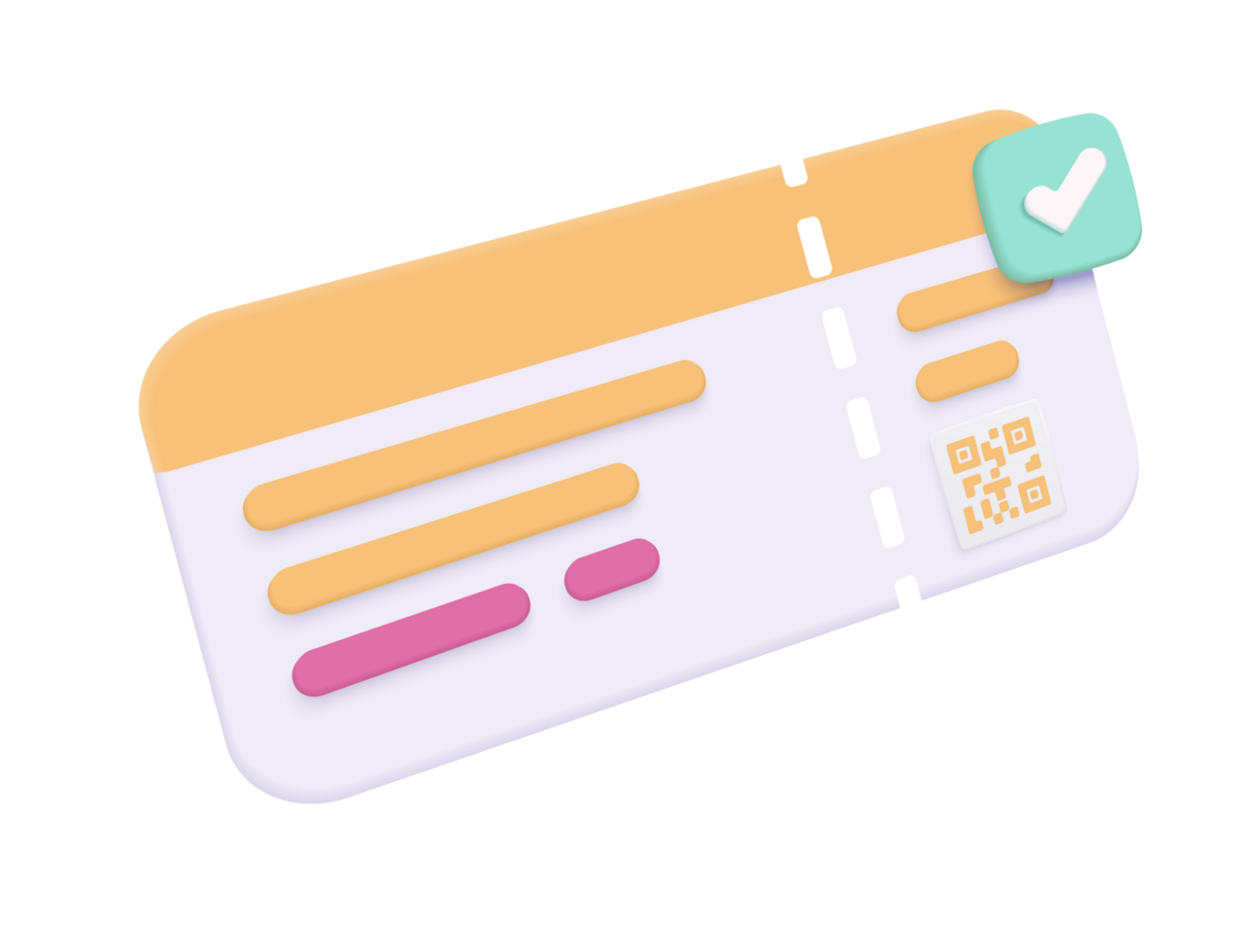 A ticket with a check mark on it png