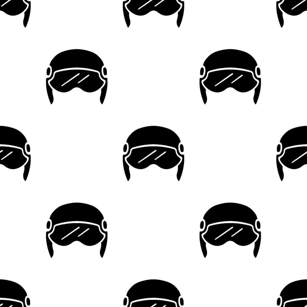 Pilot helmet cartoon silhouette seamless pattern, . vector