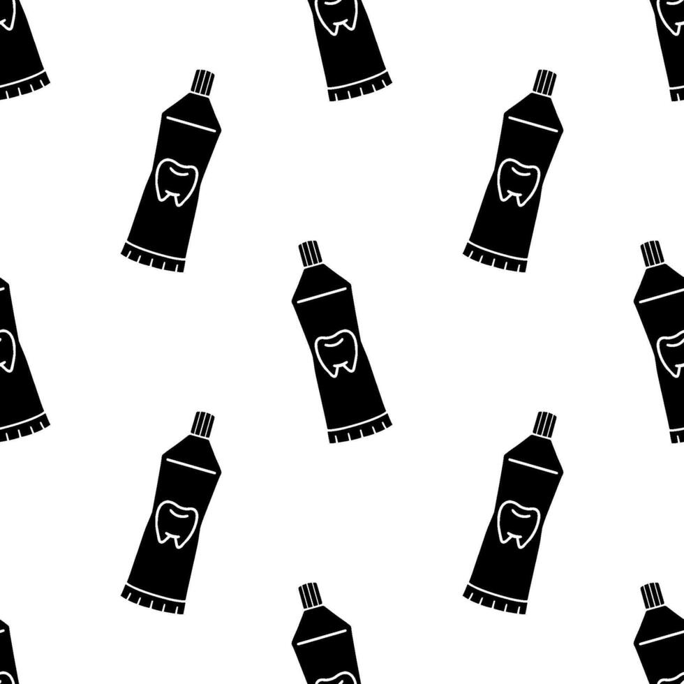Cute toothpaste silhouette cartoon seamless pattern, . vector
