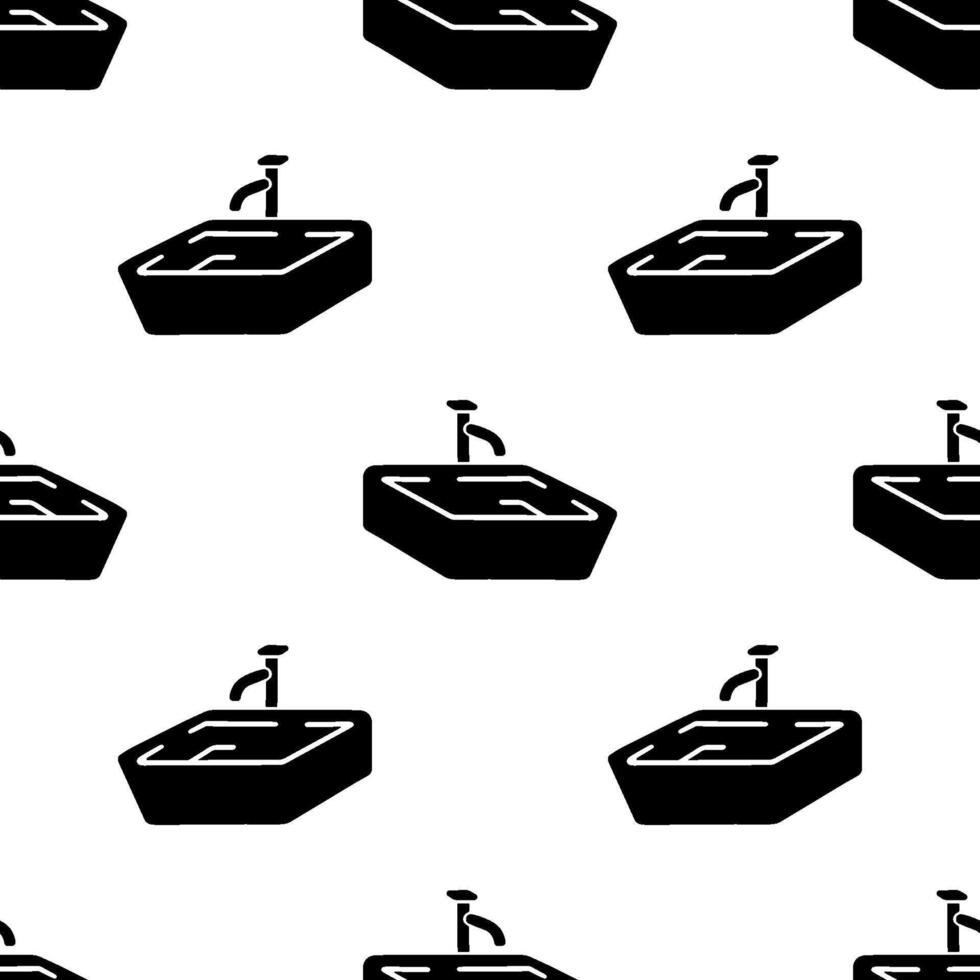 Wash basin silhouette cartoon seamless pattern, . vector