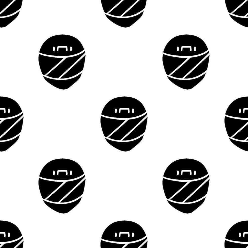 Cool Helmet cartoon silhouette seamless pattern, . vector
