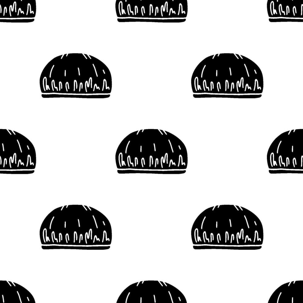 Bath cap silhouette cartoon seamless pattern, . vector