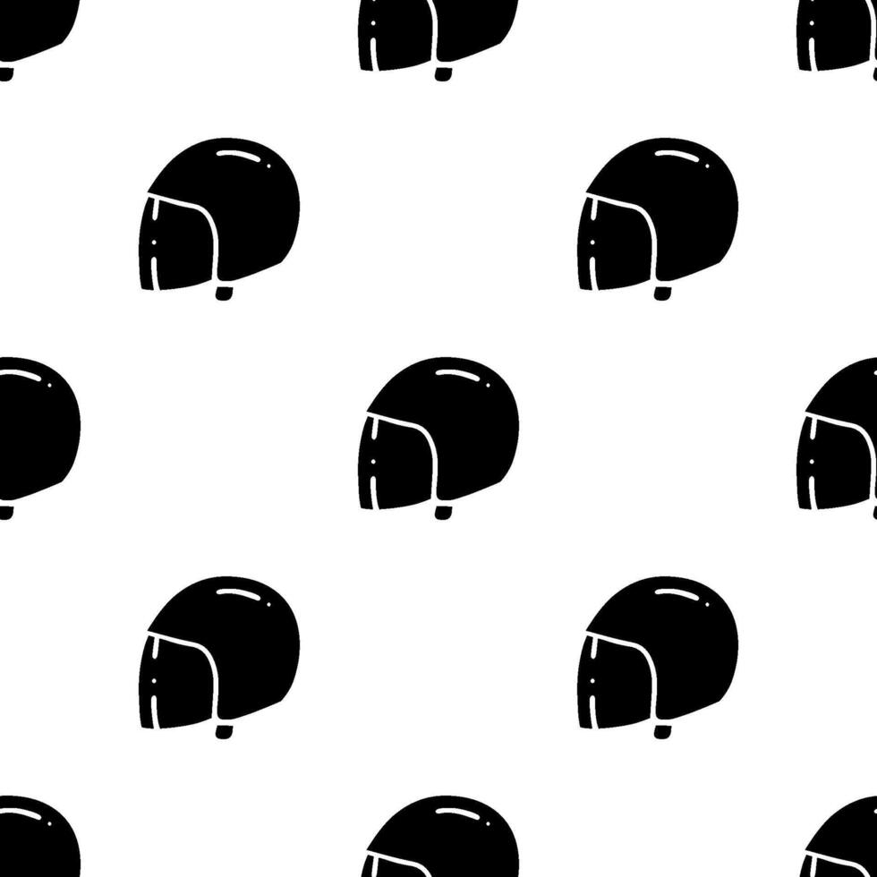 Full face Helmet cartoon silhouette seamless pattern, . vector