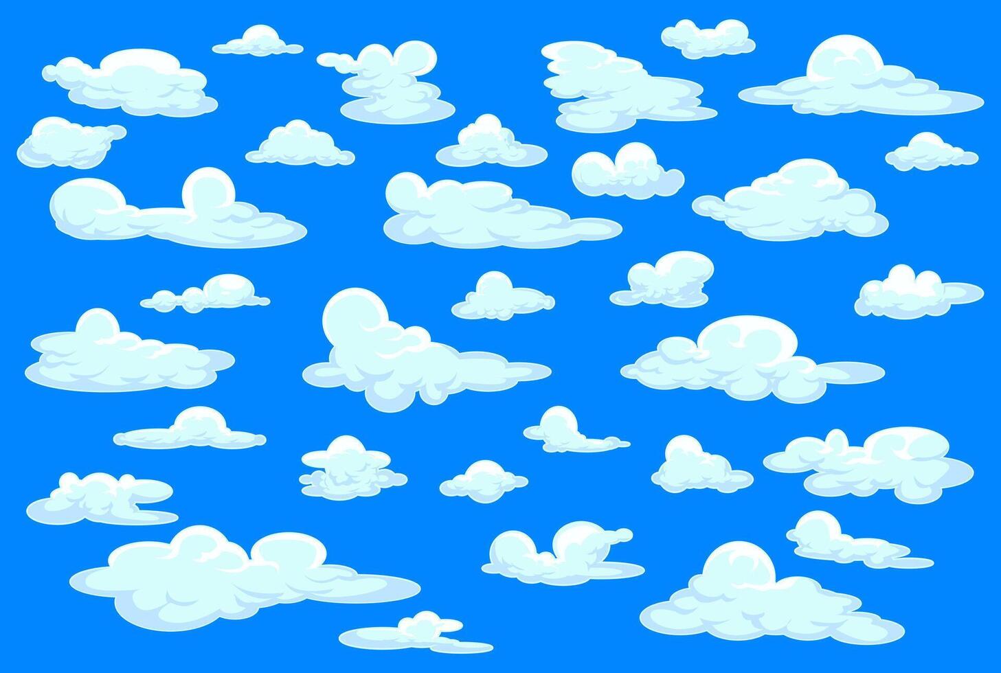 Cartoon Blue Sky with Fluffy Clouds Illustration vector