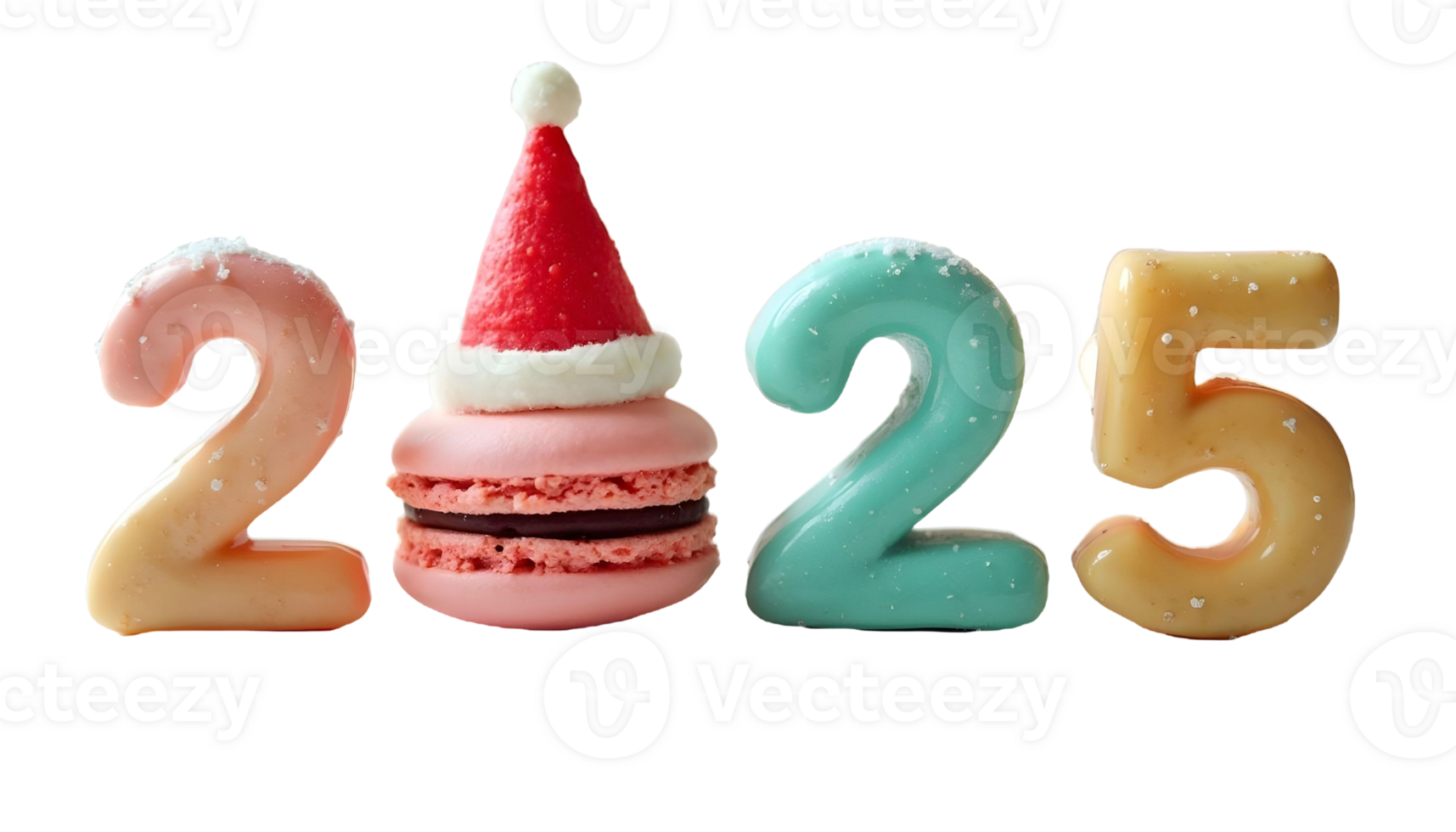 New Year 2025 with colorful macaroon and bokeh background png