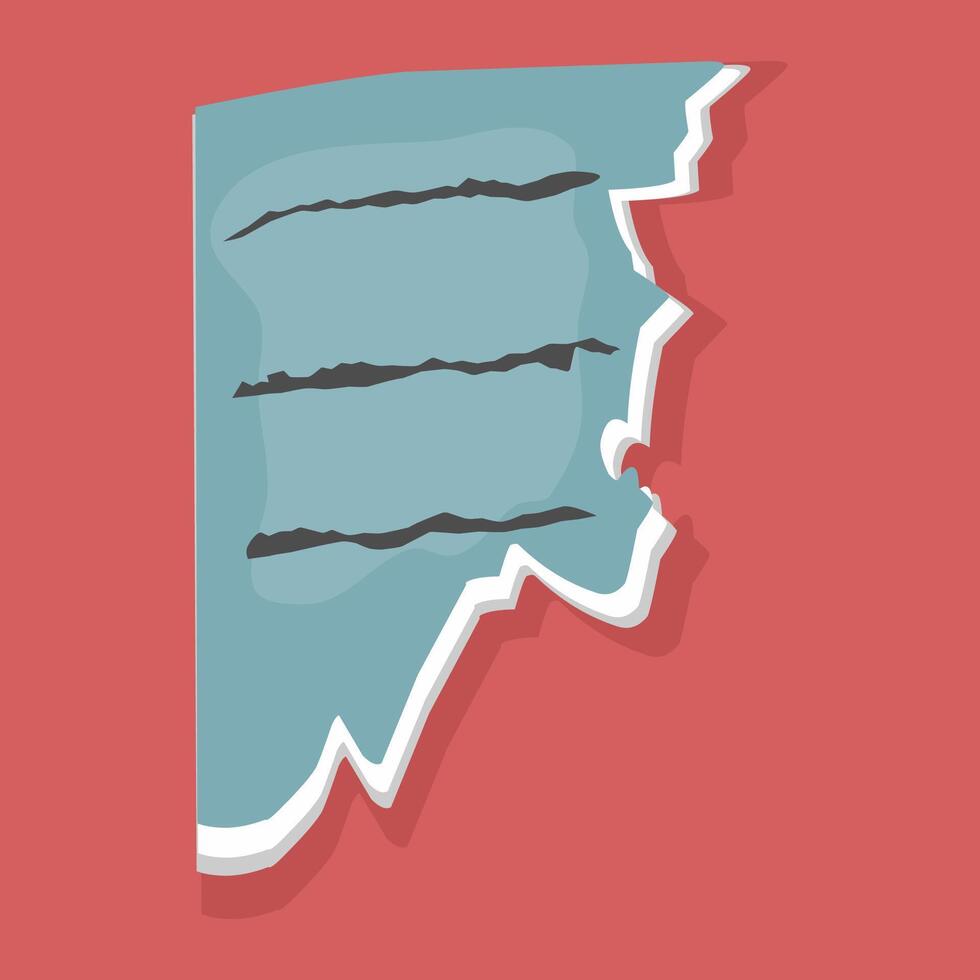 Blue corner Torn Paper Note Icon in Flat Style vector