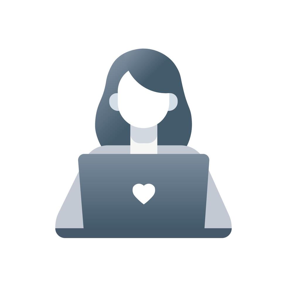 Female Professional on Laptop Representing Participation in Event or Cause, Highlighting Strong Community Engagement and Purpose vector
