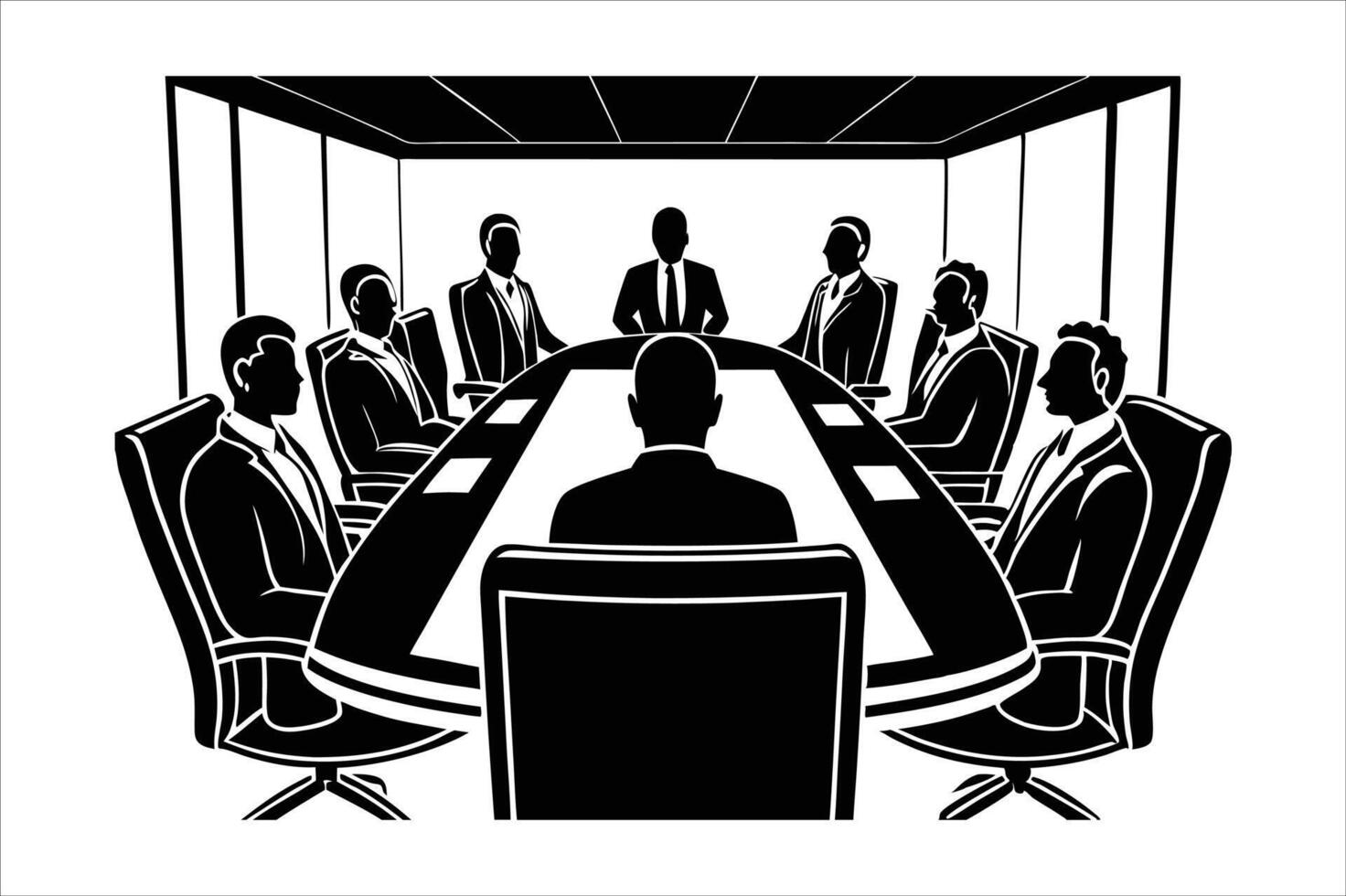 Boardroom visionaries silhouette style vector