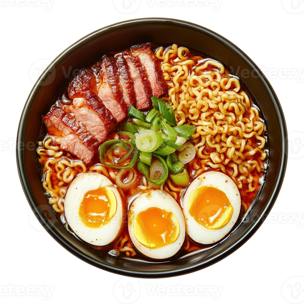 Delicious Ramen with Pork and Soft-Boiled Eggs png