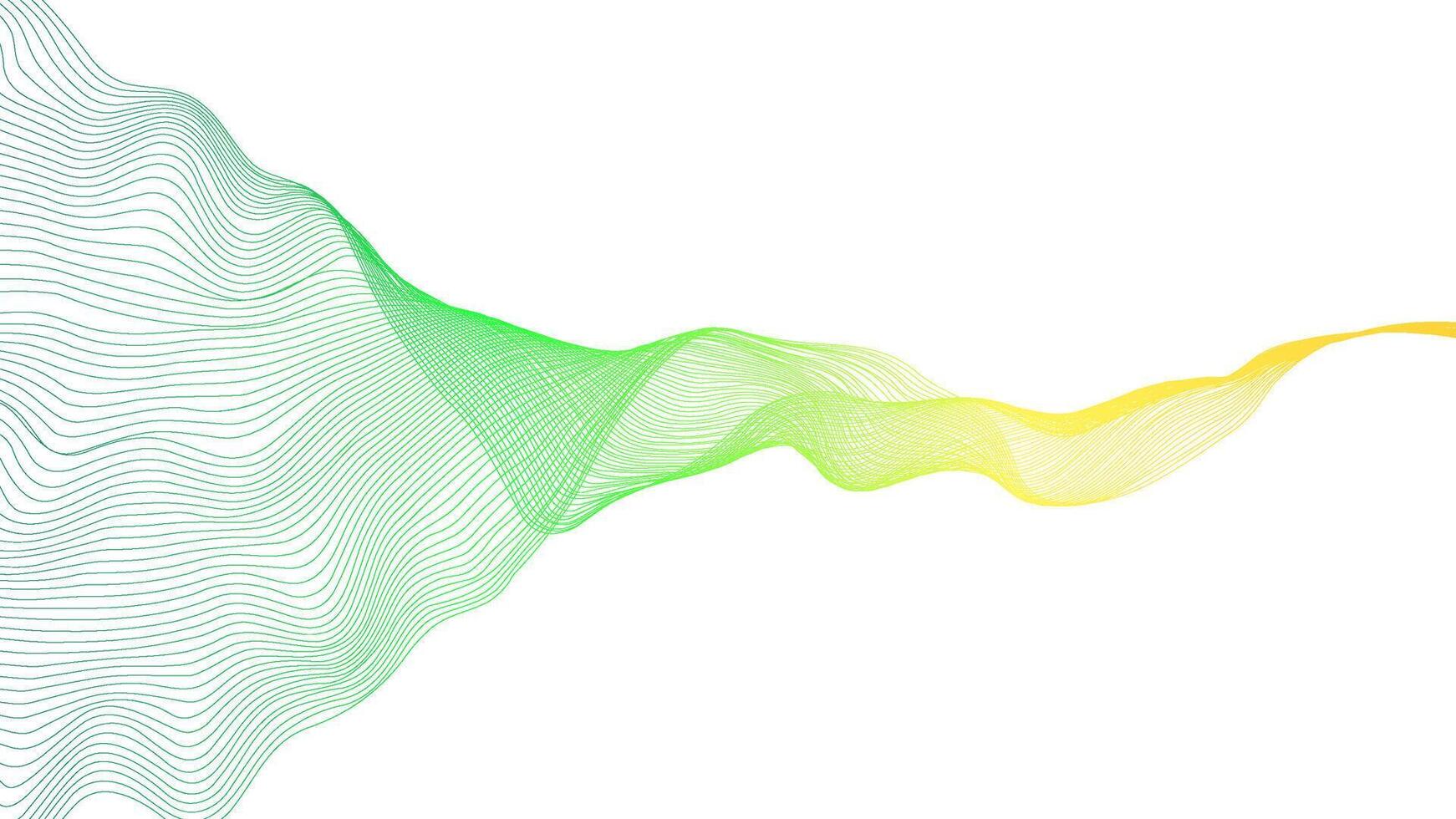 abstract line wave on white background - green and yellow color vector