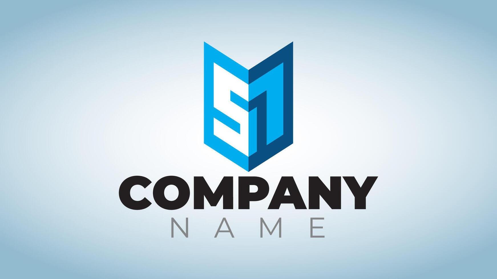 Modern SM Logo in Blue vector