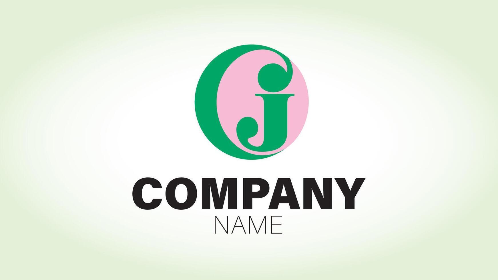A green and pink letter j logo vector