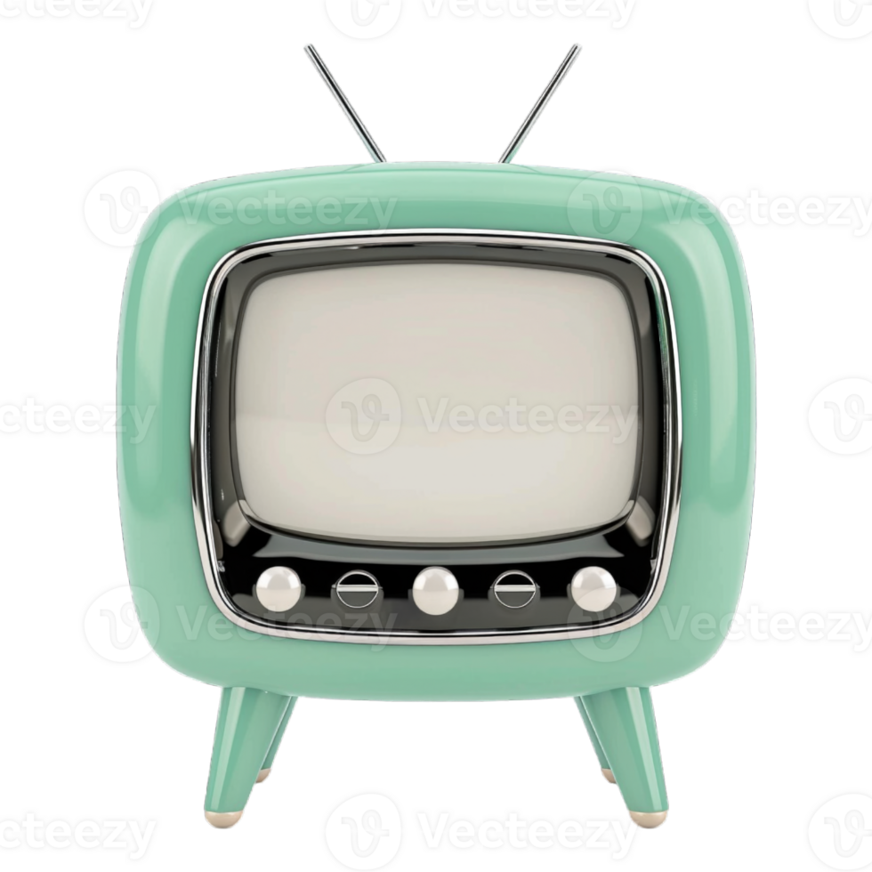 Vintage retro old television with a blank screen on a transparent background png