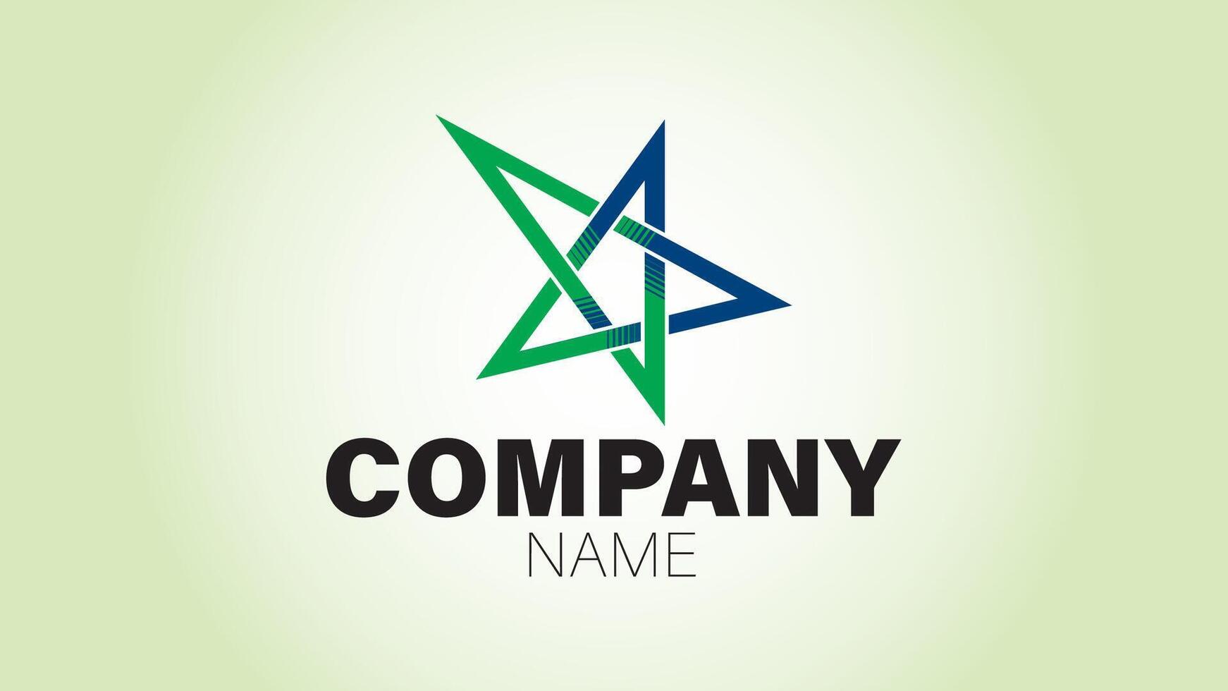 A green and blue star logo design vector