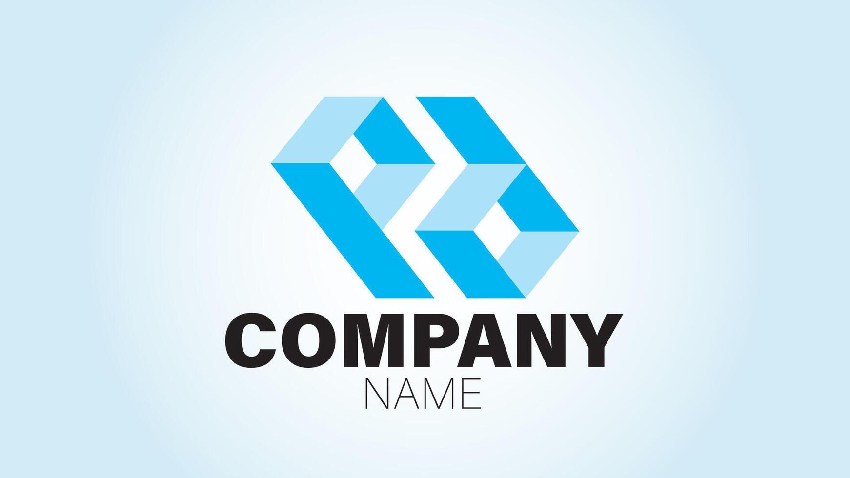 A blue and white logo for a company vector