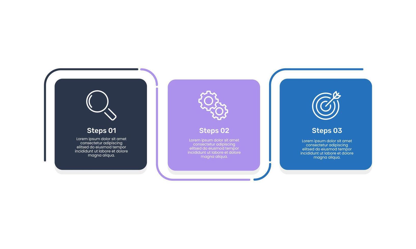 3 Business elements simple square infographic design. Business presentation, Strategy, Report and Marketing. vector