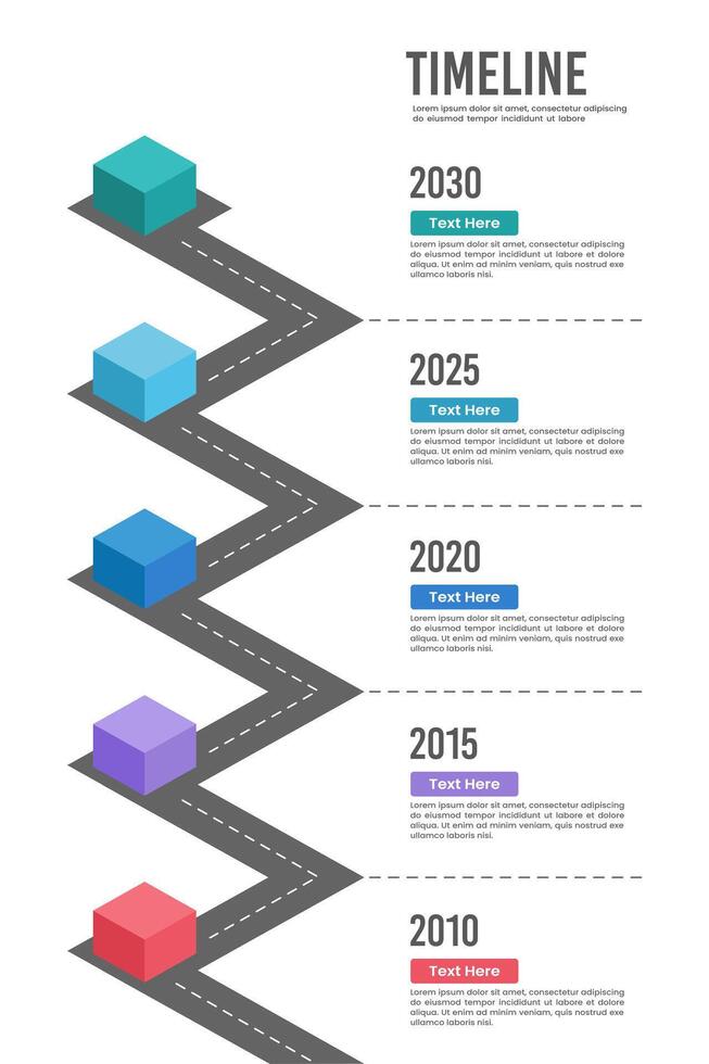 Vertical Infographic timeline diagram of 5 major events. Business presentation, Poster, Banner, Roadmap and Milestone. vector