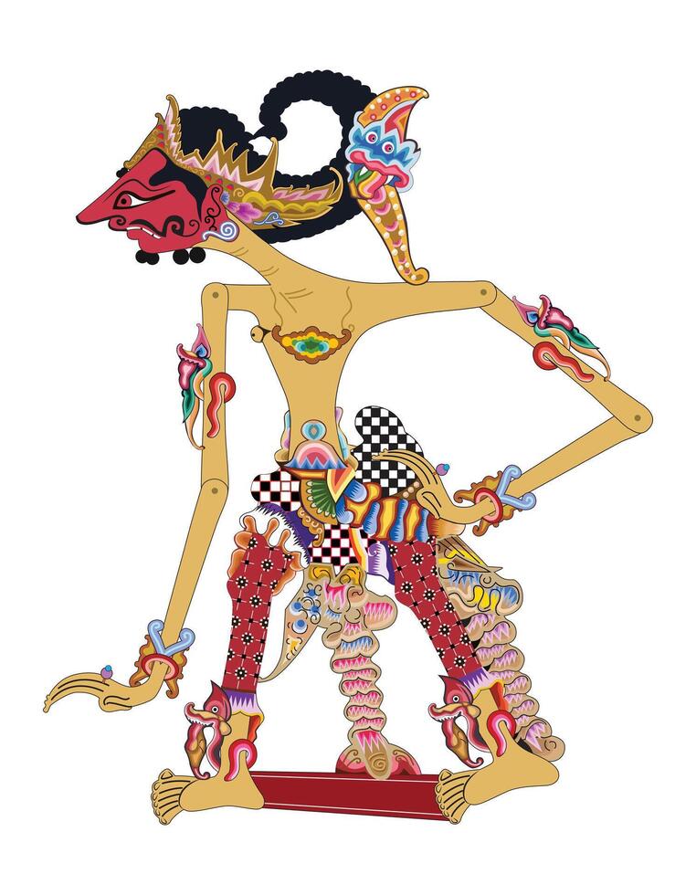 Wayang puppet, setyaki image illustration style. Javanese traditional performance art. vector