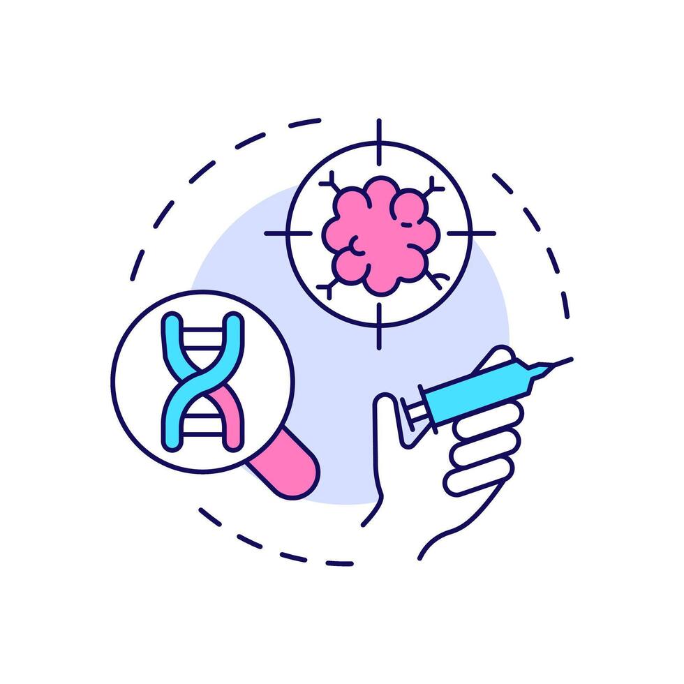 Cancer vaccines multi color concept icon. Immunotherapy type. Oncology treatment. Precision medicine. Round shape line illustration. Abstract idea. Graphic design. Easy to use in article vector