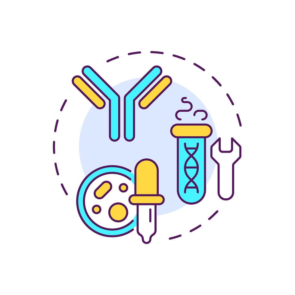 Recombinant antibody expression multi color concept icon. Production process. Biotechnology. Protein synthesis. Round shape line illustration. Abstract idea. Graphic design. Easy to use in article vector