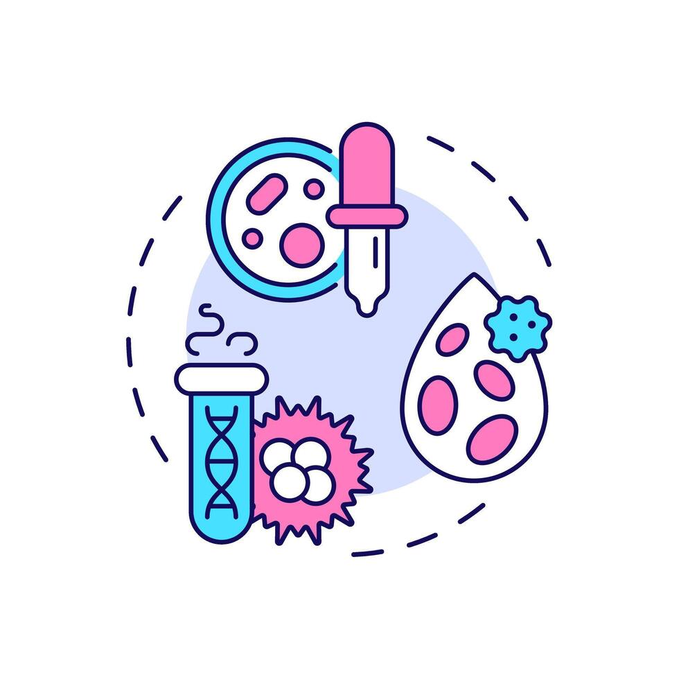 Adoptive cell therapy multi color concept icon. Immunotherapy type. Cancer treatment. Lab equipment. Round shape line illustration. Abstract idea. Graphic design. Easy to use in article vector
