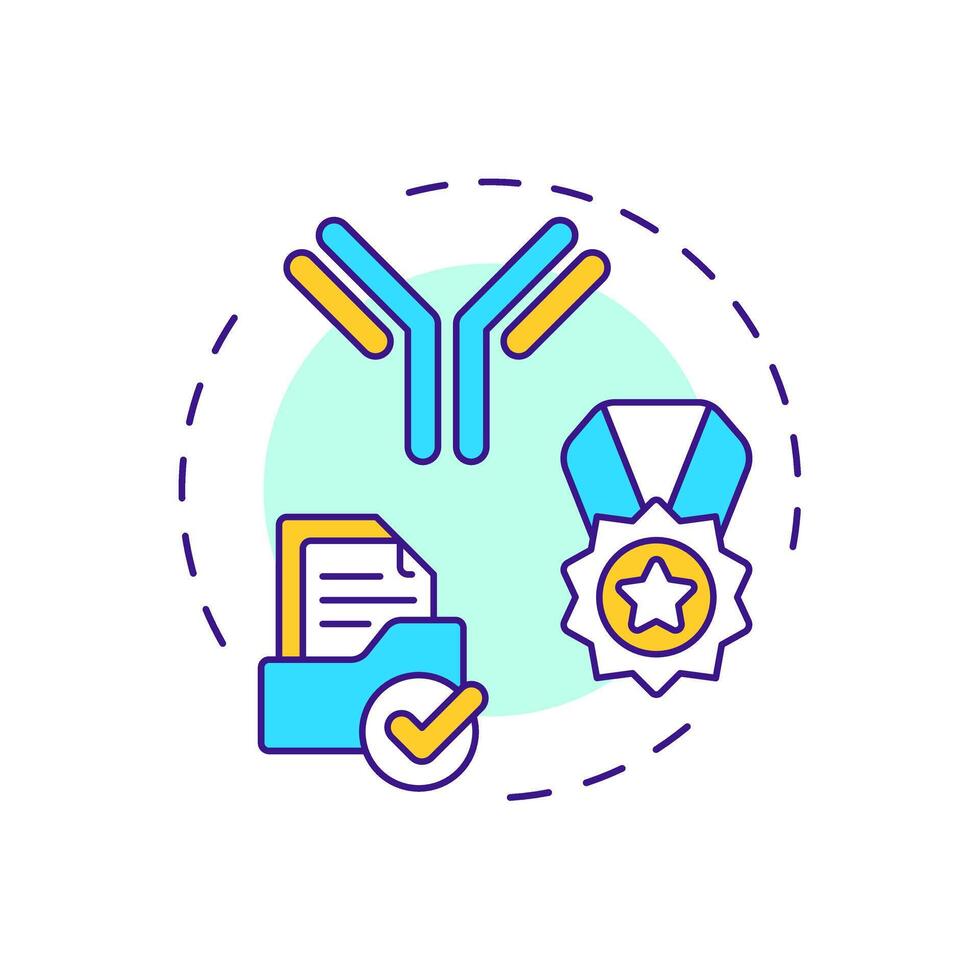Antibody candidate selection multi color concept icon. Antibody discovery stage. Evaluation and choosing. Round shape line illustration. Abstract idea. Graphic design. Easy to use in article vector