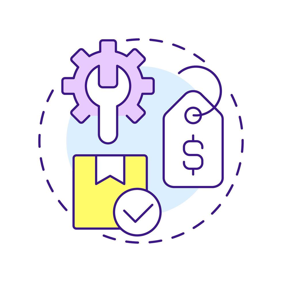 Repairs multi color concept icon. Reverse logistics. Product repair, maintenance. Defect fixing. Round shape line illustration. Abstract idea. Graphic design. Easy to use in brochure vector
