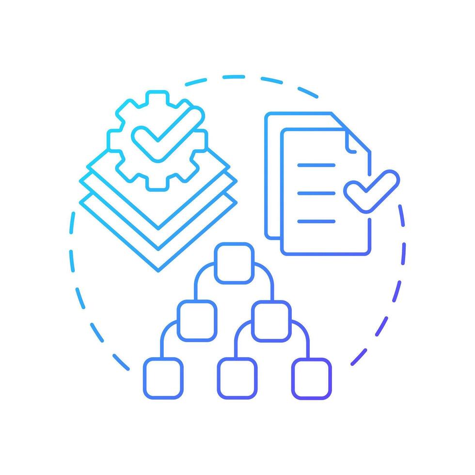 Hierarchical sop blue gradient concept icon. Hierarchy structure, compliance guidelines. Round shape line illustration. Abstract idea. Graphic design. Easy to use in infographic, presentation vector