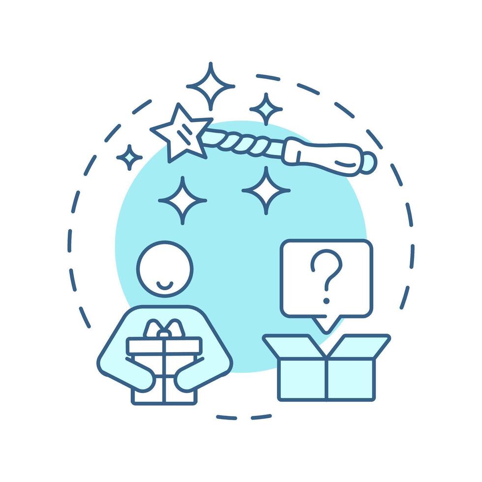 Serendipity soft blue concept icon. User experience, personalized recommendations. Algorithms, marketing. Round shape line illustration. Abstract idea. Graphic design. Easy to use article, blog post vector
