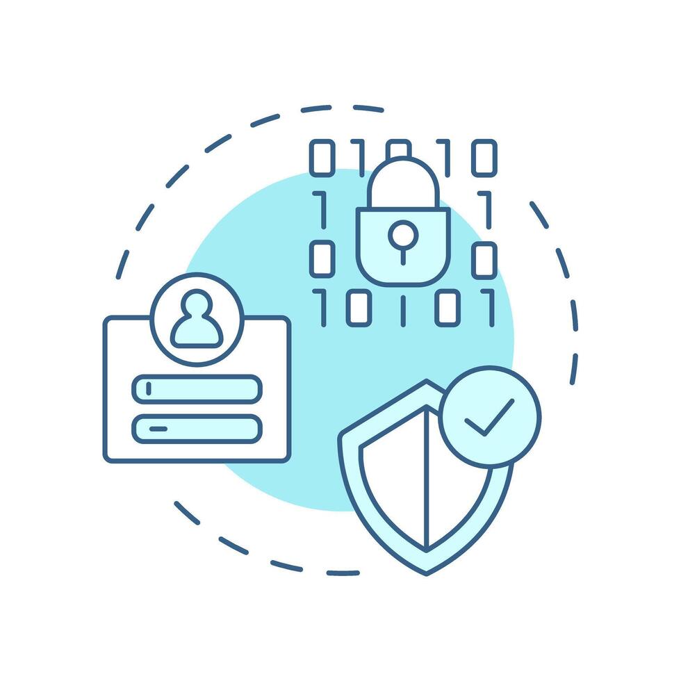 Privacy concerns soft blue concept icon. Cyber security, user profile. Access control, technology. Round shape line illustration. Abstract idea. Graphic design. Easy to use article, blog post vector