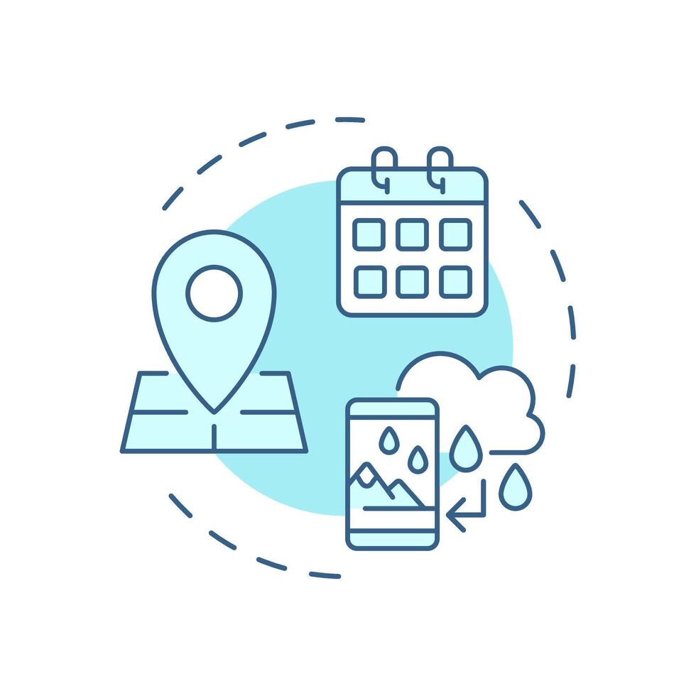 Context-aware recommendations soft blue concept icon. Data collection, personalized. Algorithms, services. Round shape line illustration. Abstract idea. Graphic design. Easy to use article vector