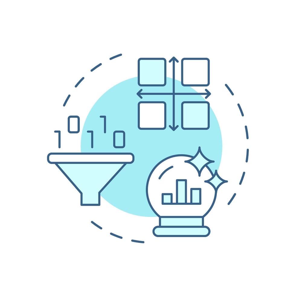 Matrix factorization soft blue concept icon. Filtering technique, statistic metric. System, methodology. Round shape line illustration. Abstract idea. Graphic design. Easy to use article, blog post vector