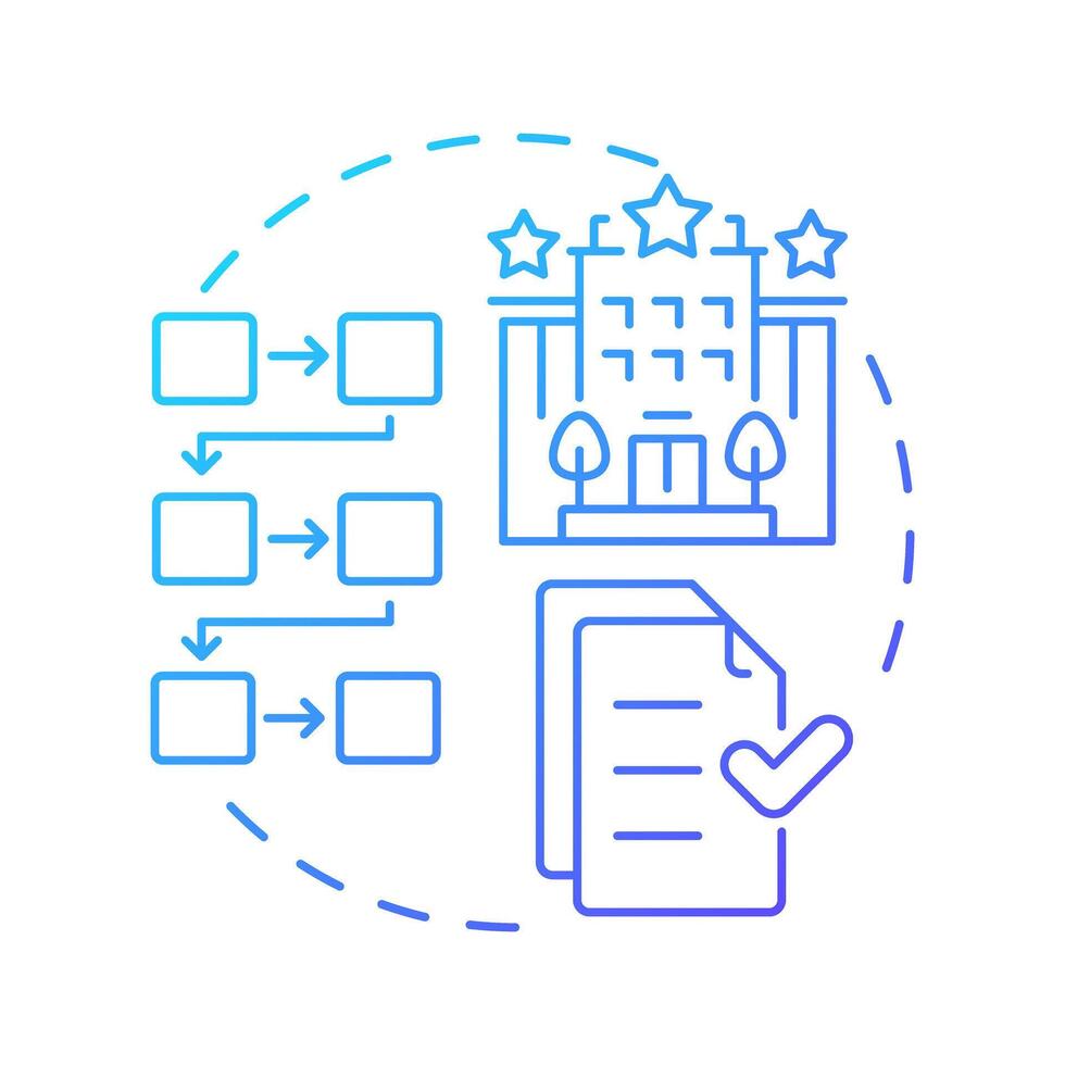 Hotel sops blue gradient concept icon. Hospitality industry, task management. Quality standards. Round shape line illustration. Abstract idea. Graphic design. Easy to use in infographic, presentation vector