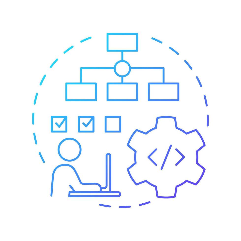 IT sops blue gradient concept icon. Regulatory compliance, information management. Round shape line illustration. Abstract idea. Graphic design. Easy to use in infographic, presentation vector