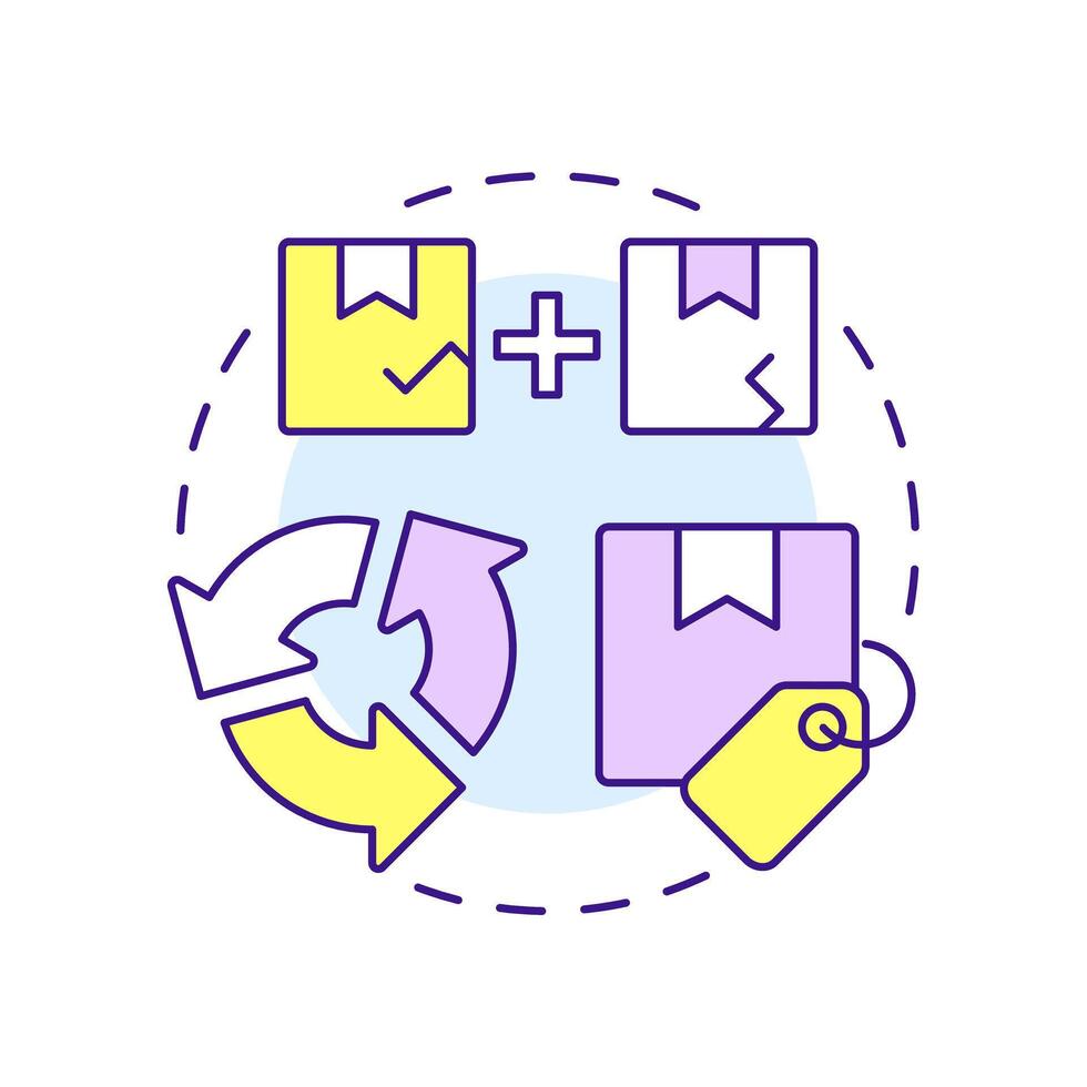 Recycling multi color concept icon. Reverse logistics. Waste management. Circular economy. Damaged goods. Round shape line illustration. Abstract idea. Graphic design. Easy to use in article vector