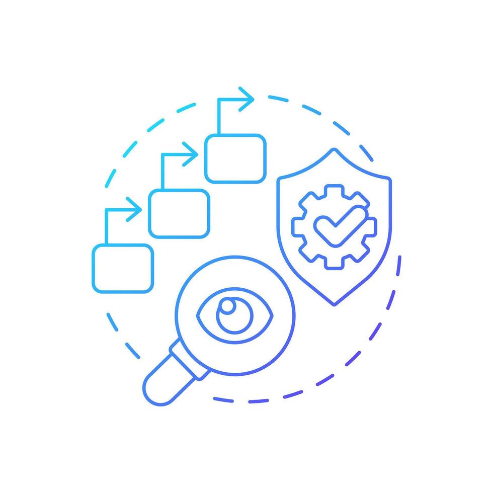 Order progress blue gradient concept icon. Task processing, monitoring. Regulatory compliance, control. Round shape line illustration. Abstract idea. Graphic design. Easy to use in infographic vector