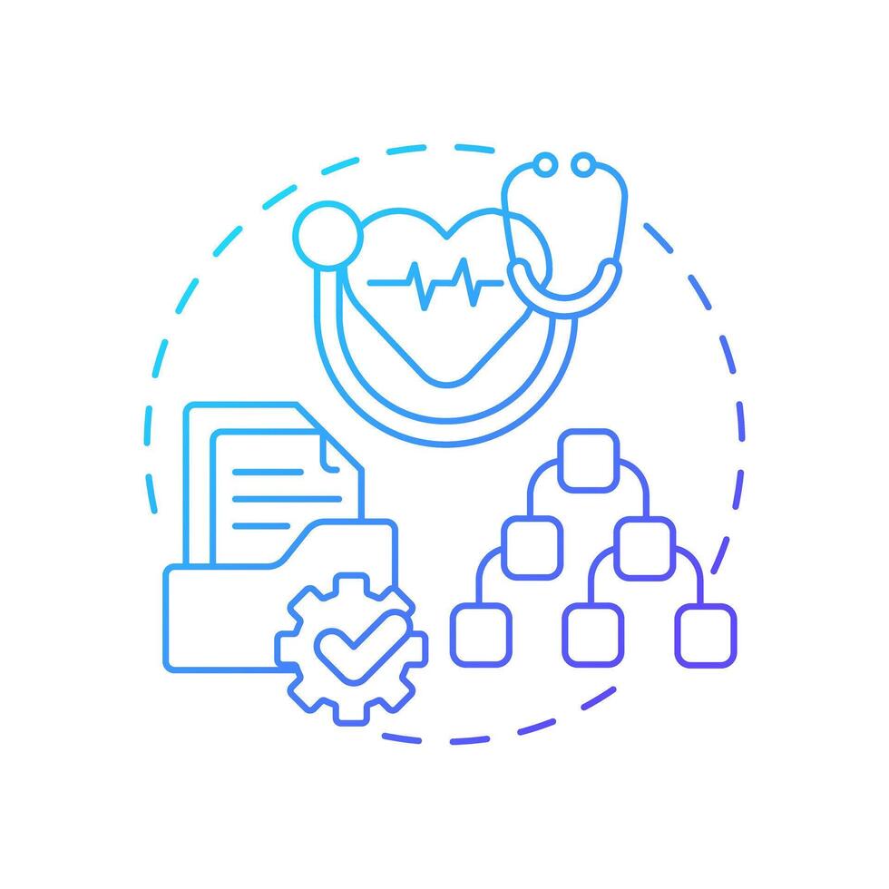 SOPS in healthcare blue gradient concept icon. Task management, information management. Round shape line illustration. Abstract idea. Graphic design. Easy to use in infographic, presentation vector