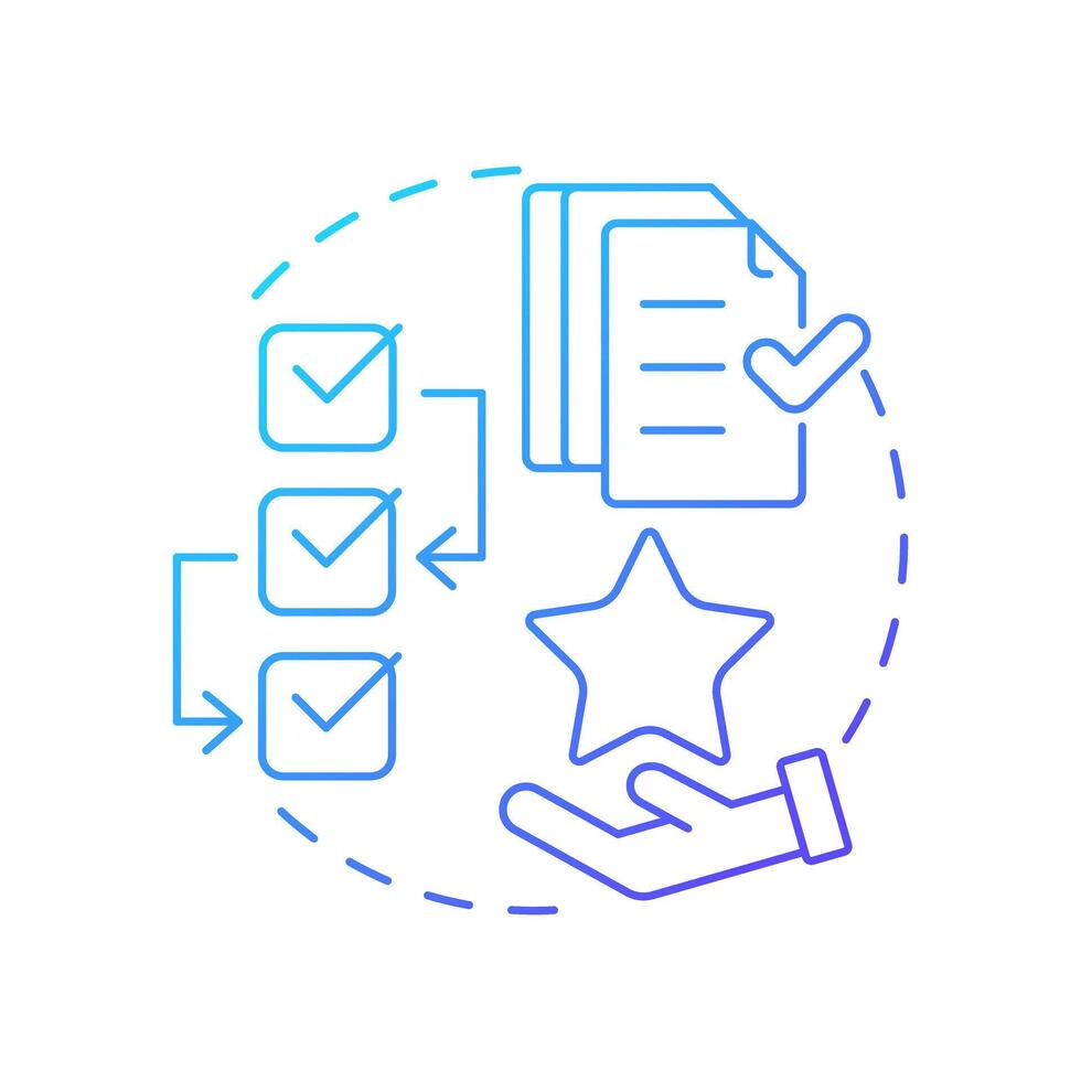 Order release blue gradient concept icon. Document processing, tasks. Compliance, paperwork. Round shape line illustration. Abstract idea. Graphic design. Easy to use in infographic, presentation vector