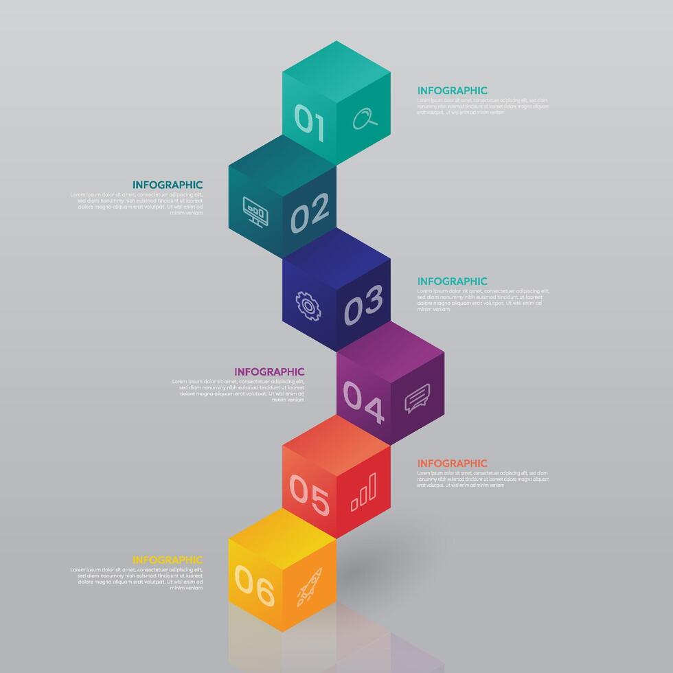 cube infographic template with 6 steps vector