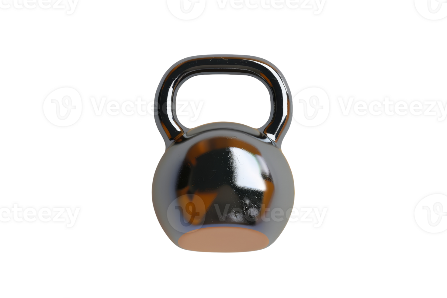 High-quality metallic kettlebell for fitness training, isolated on a transparent background. Ideal for strength and conditioning workouts. png