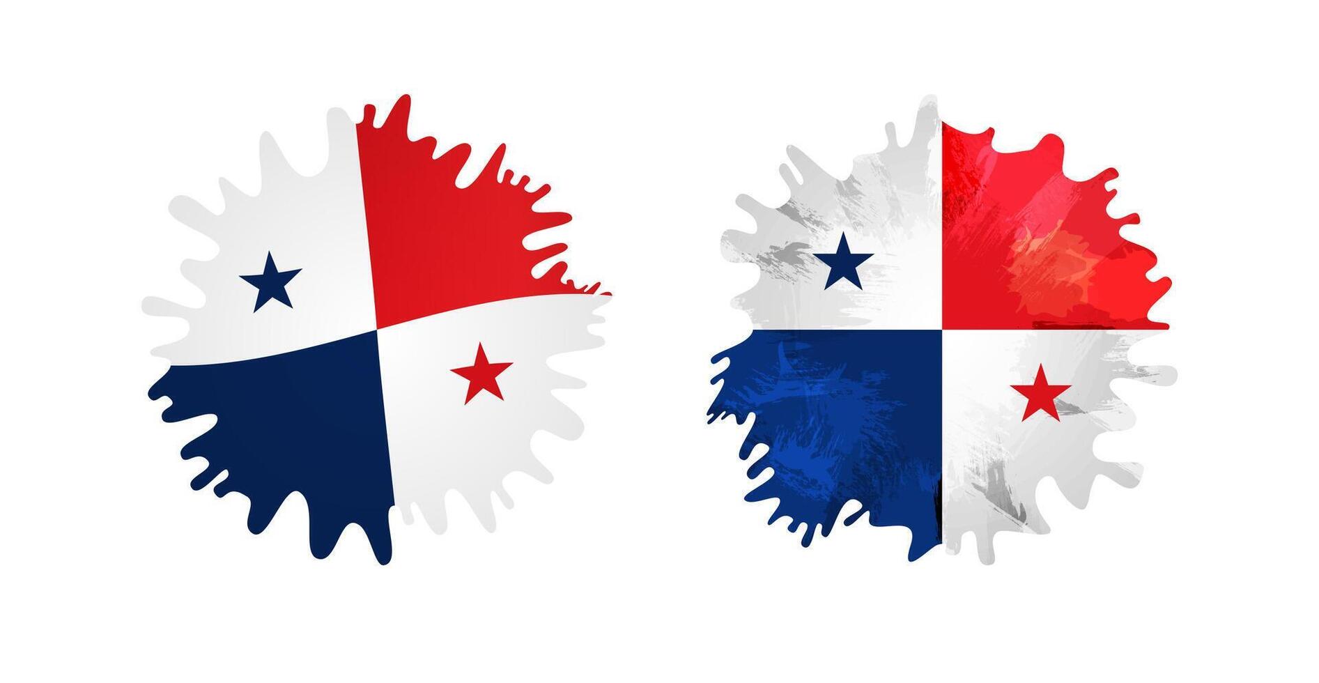 Set of cute realistic ink style spots with Panamanian flag background and isolated clipping mask. Creative flag of Panama collection of icons. Sport championsip decoration concept. Brushing strokes. vector