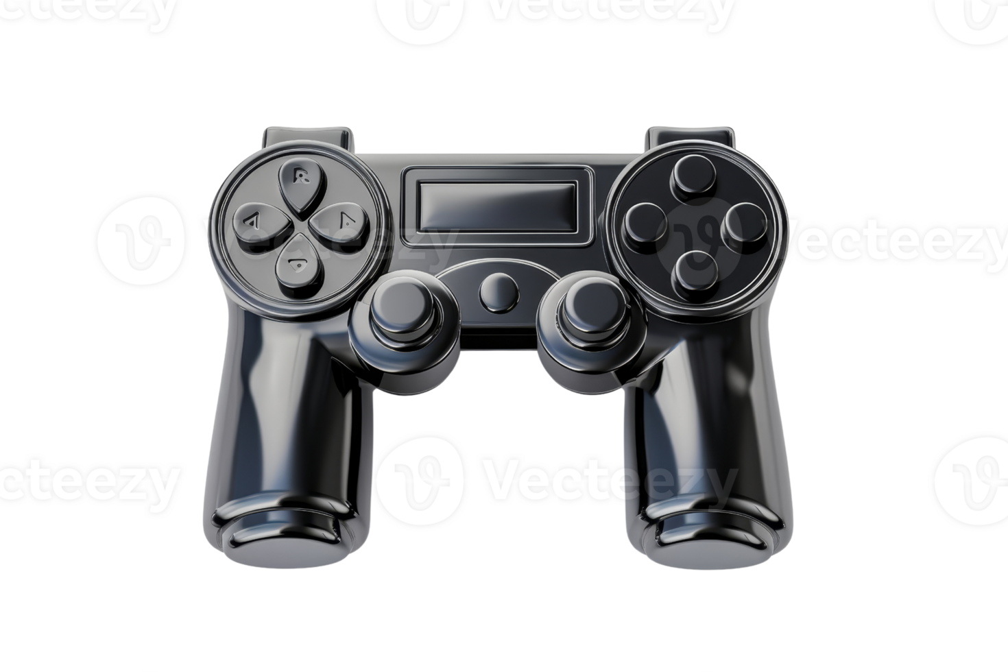 High-quality image of a modern black game controller isolated on a transparent background. perfect for tech and gaming content creators. png